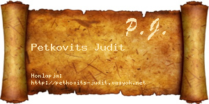 Petkovits Judit névjegykártya
